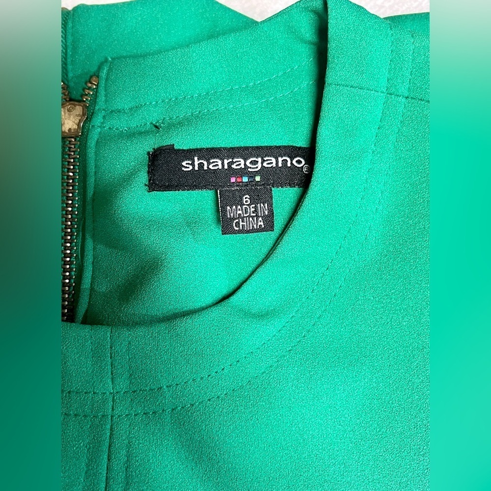 SHARAGANO Green sleeveless shift dress‎ size 6. - Picture 8 of 13